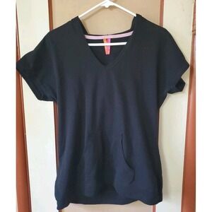Jenni by Jennifer Moore Black L Hoodie Short Sleeves with Front Pockets
